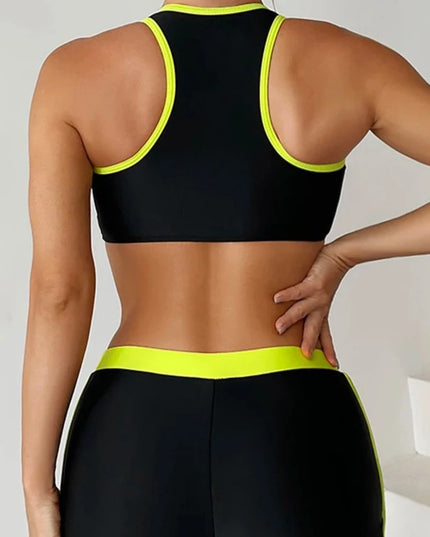 Dwuczęściowy strój kąpielowy tankini ze spodenkami i rozpinanym topem