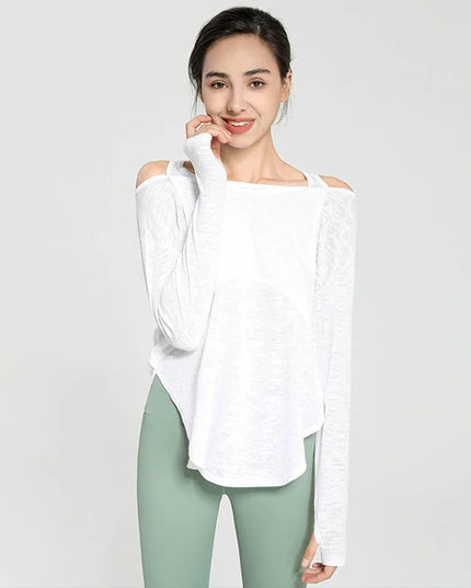 Sportowa koszulka damska z długim rękawem o luźnym kroju