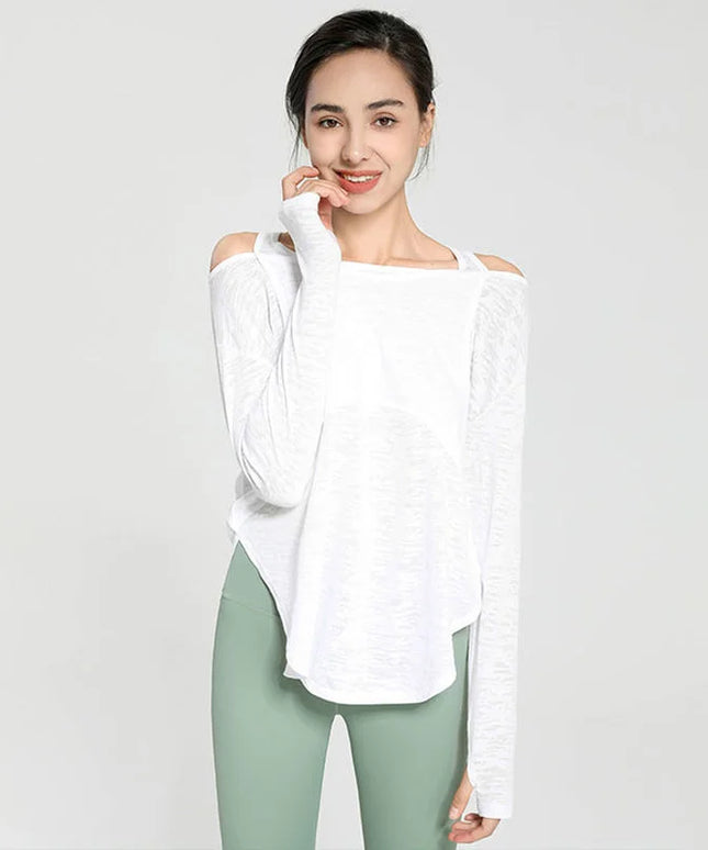 Sportowa koszulka damska z długim rękawem o luźnym kroju