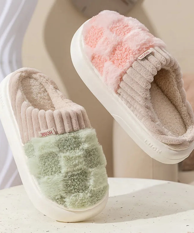 Klapki zimowe na podwyższonej podeszwie