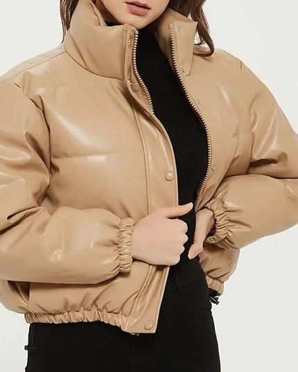 Damska kurtka zimowa z efektem sztucznej skóry