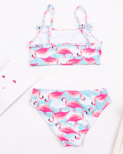 Dwuczęściowy strój kąpielowy dla dziewczynki na cienkich ramiączkach