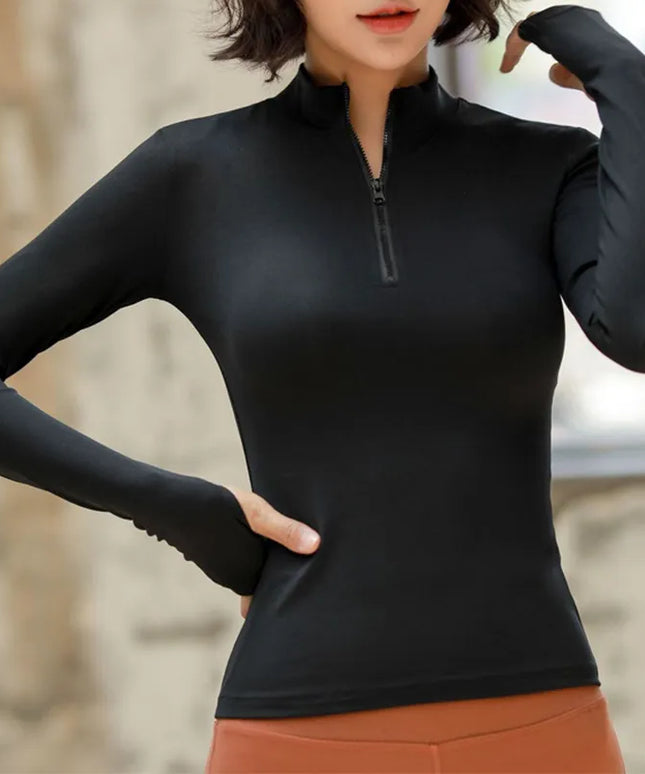 Sportowa koszulka damska rozsuwana z długim rękawem