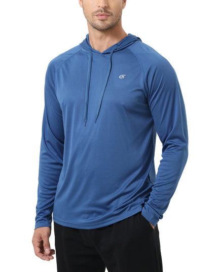 Sportowa koszulka męska z kapturem i długim rękawem - chroniąca przed promieniowaniem UV