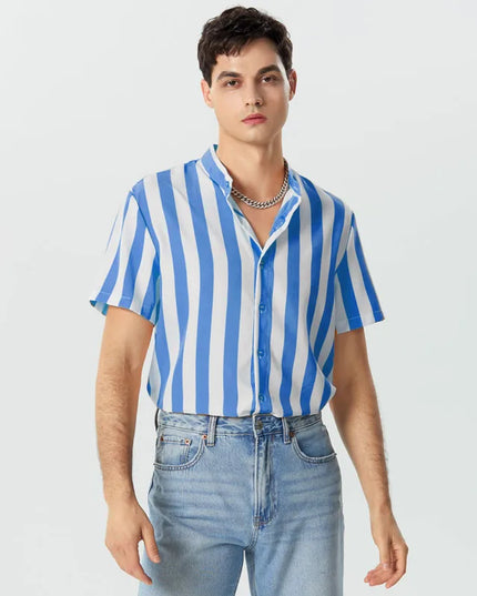 Męska koszula w paski z krótkim rękawem