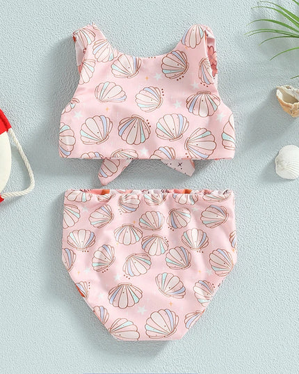 Dwuczęściowy strój bikini dla niemowląt z wyższym stanem i wiązanym topem