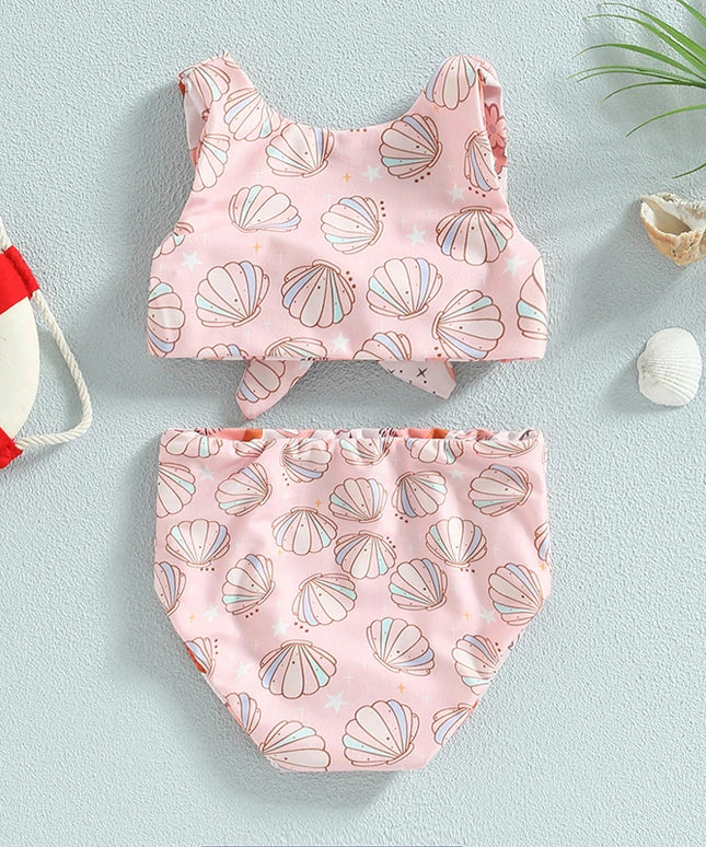 Dwuczęściowy strój bikini dla niemowląt z wyższym stanem i wiązanym topem