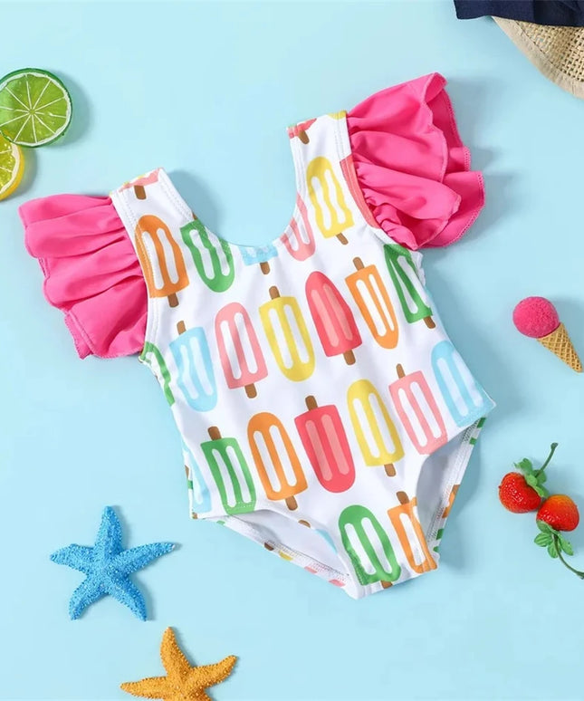 Jednoczęściowy strój kąpielowy dla niemowląt z kokardką na plecach
