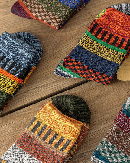 Skarpetki męskie zimowe we wzory 5 par