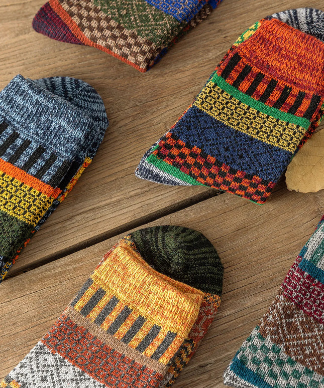 Skarpetki męskie zimowe we wzory 5 par