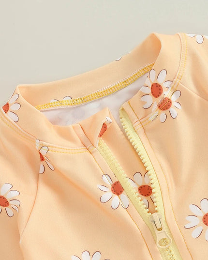 Jednoczęściowy strój kąpielowy dla niemowląt z długim rękawem i kapeluszem