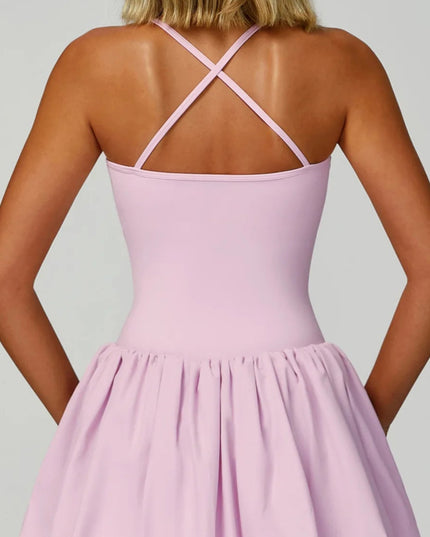 Sportowa sukienka - kombinezon damski z wszytymi miseczkami i rozkloszowaną spódniczką