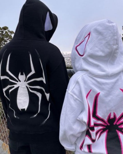 Damska bluza z kapturem i nadrukiem pająka