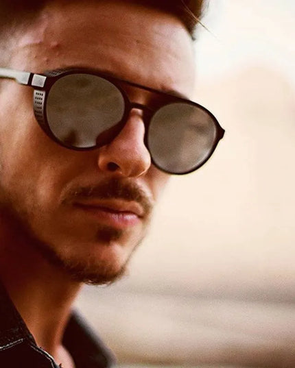 Męskie okulary przeciwsłoneczne okrągłe pilotki