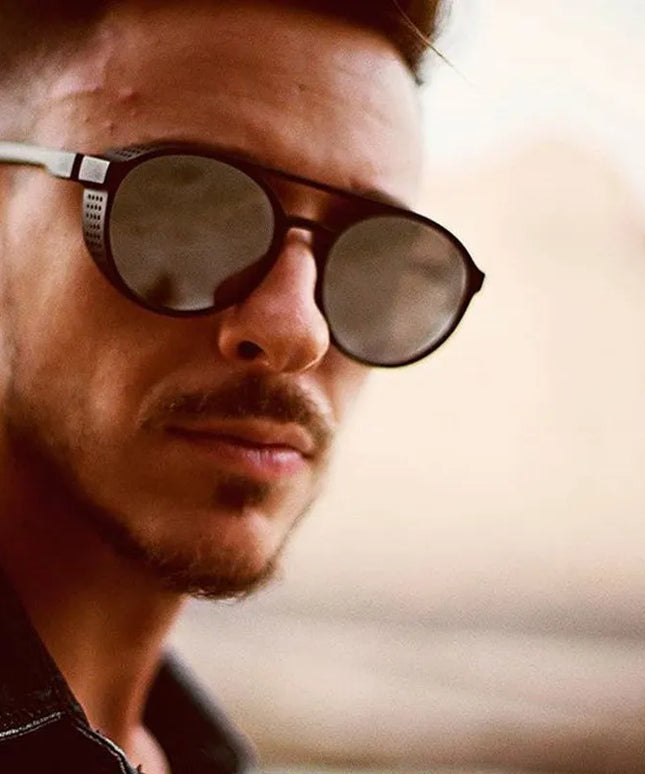 Męskie okulary przeciwsłoneczne okrągłe pilotki