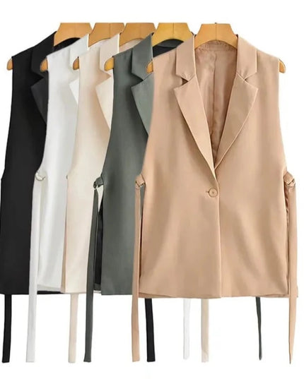 Kamizelka damska wiązana w pasie