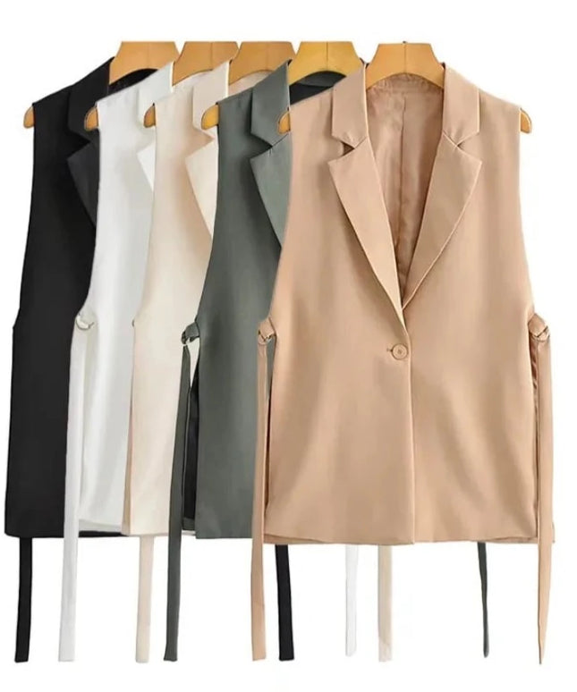 Kamizelka damska wiązana w pasie