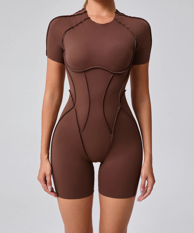 Krótki kombinezon sportowy damski bez pleców - na jogę i siłownię