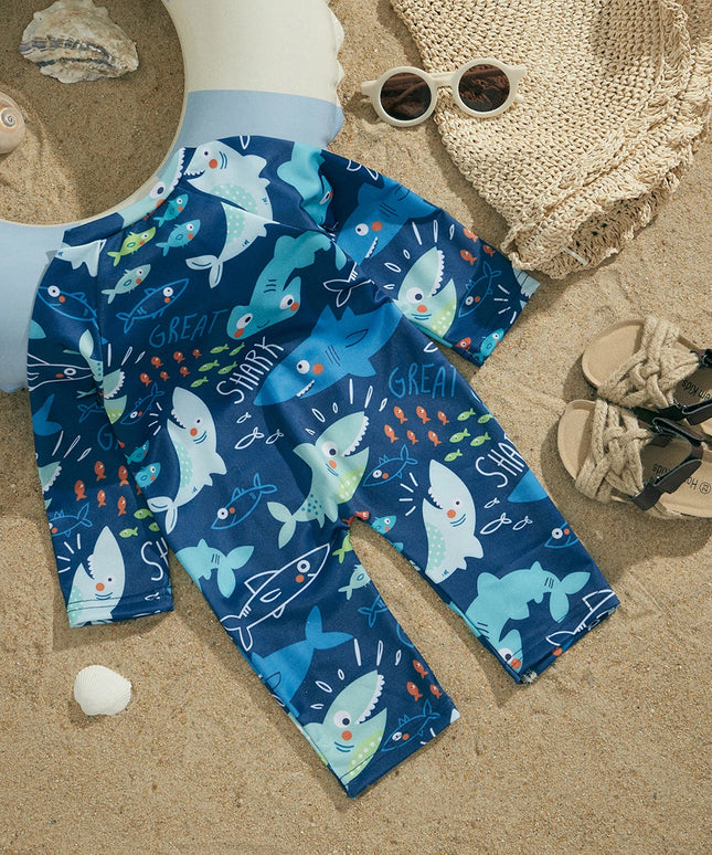 Kostium kąpielowy jednoczęściowy dla niemowląt z długim rękawem i suwakiem