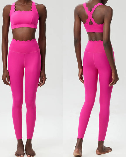 Damski komplet sportowy z falbanką – top i legginsy Super Stretch