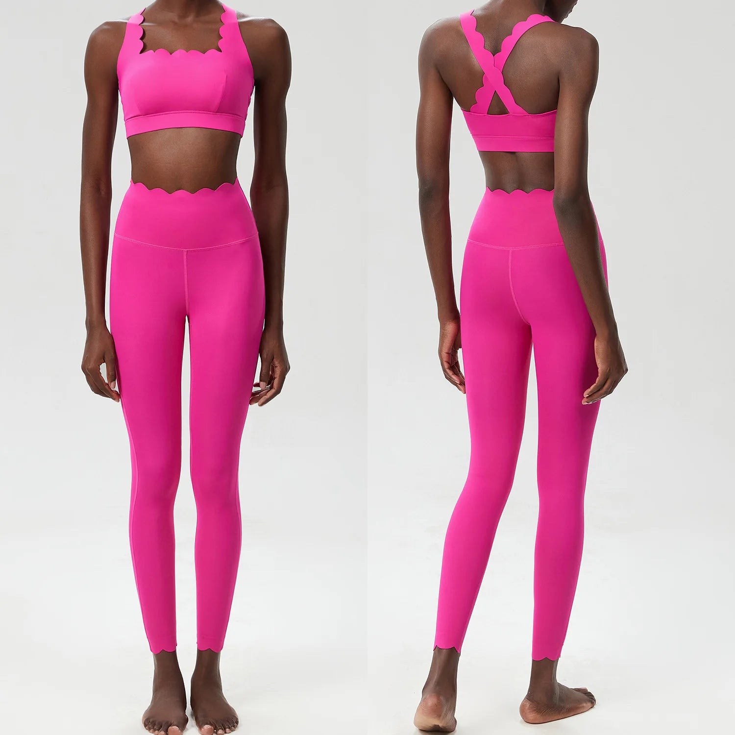 Damski komplet sportowy z falbanką – top i legginsy Super Stretch