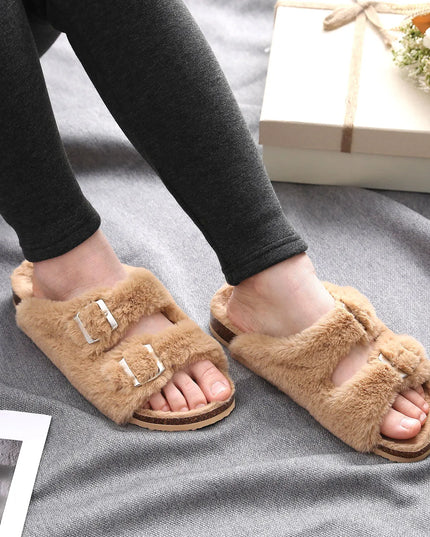 Klapki damskie z ociepleniem i futerkiem