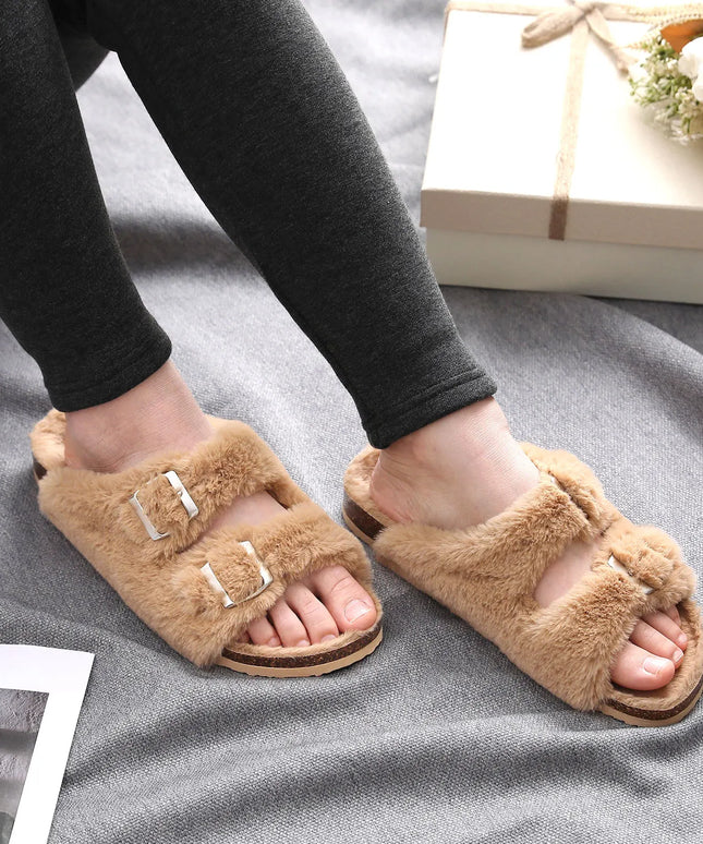Klapki damskie z ociepleniem i futerkiem