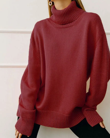 Damski sweter dziergany z półgolfem – elegancki