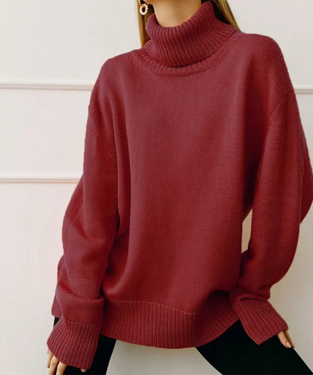 Damski sweter dziergany z półgolfem – elegancki
