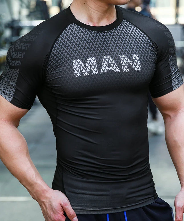 Koszulka sportowa męska kompresyjna z napisem