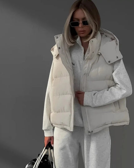 Kamizelka damska zimowa z kapturem