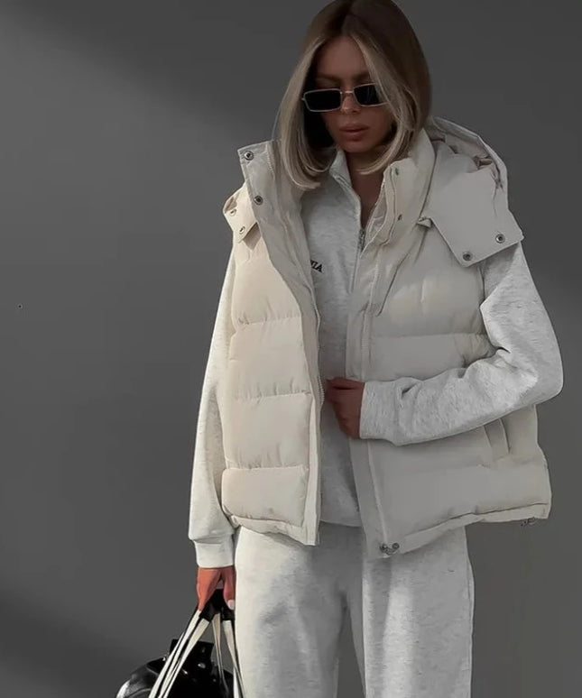 Kamizelka damska zimowa z kapturem