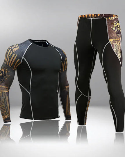 Sportowy komplet męski dopasowany - koszulka i legginsy