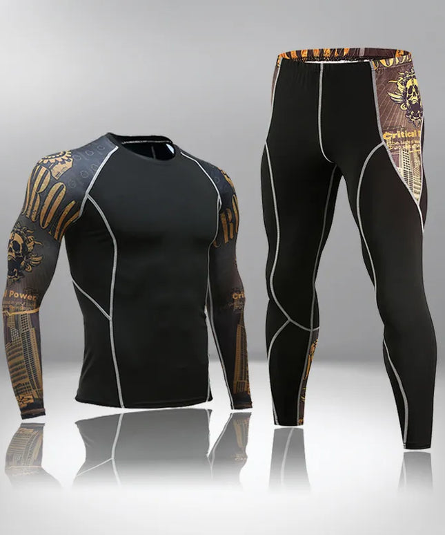 Sportowy komplet męski dopasowany - koszulka i legginsy