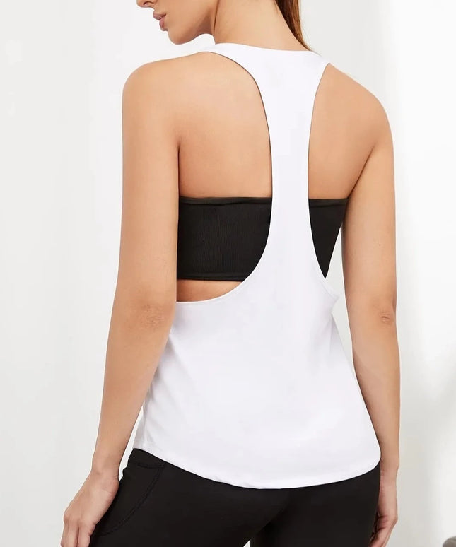 Sportowa koszulka damska na ramiączkach z dużymi wycięciami