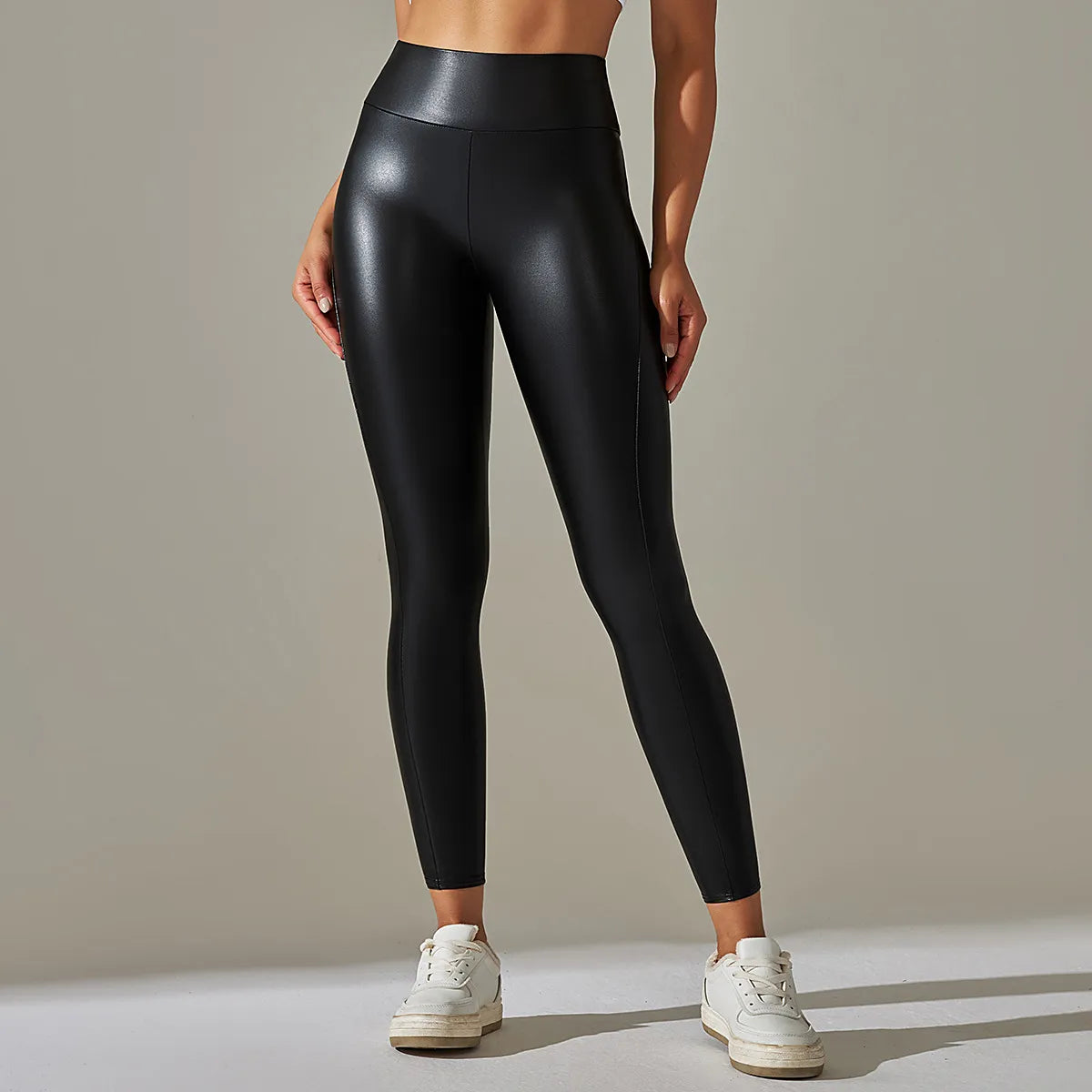 Sportowe legginsy damskie woskowane z wysokim stanem