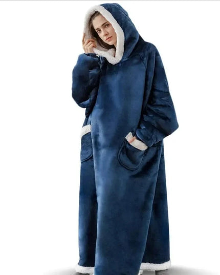 Długa kocobluza unisex z kapturem i białymi wstawkami