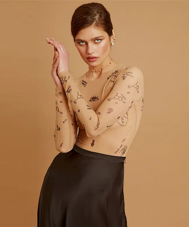 Body damskie z siateczki we wzory