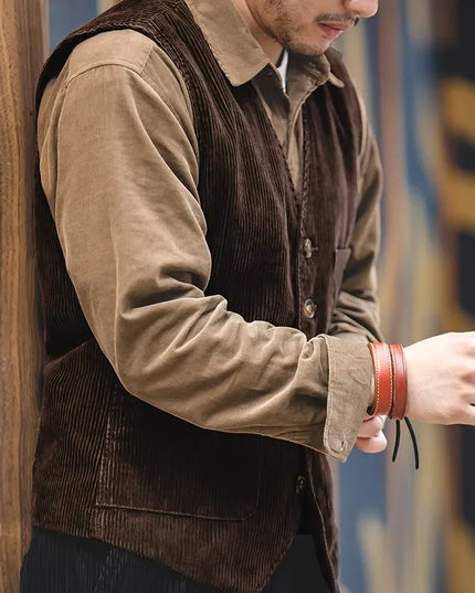 Kamizelka męska elegancka sztruksowa