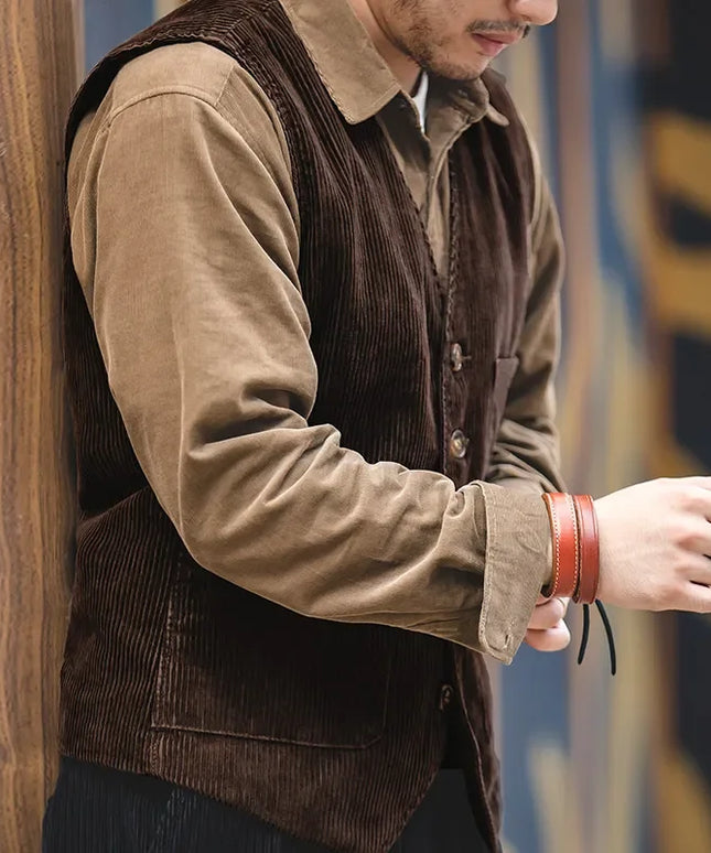 Kamizelka męska elegancka sztruksowa