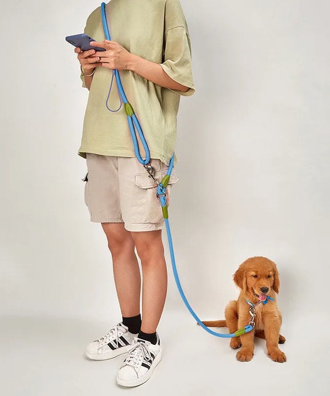 Odblaskowa smycz nylonowa dla psa – wygodna smycz z możliwością chodzenia bez użycia rąk, 240 cm