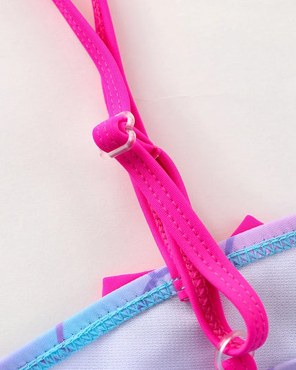 Dwuczęściowy strój kąpielowy dla dziewczynki z ozdobnym ramiączkiem