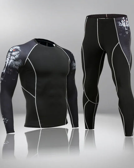 Sportowy komplet męski dopasowany - koszulka i legginsy