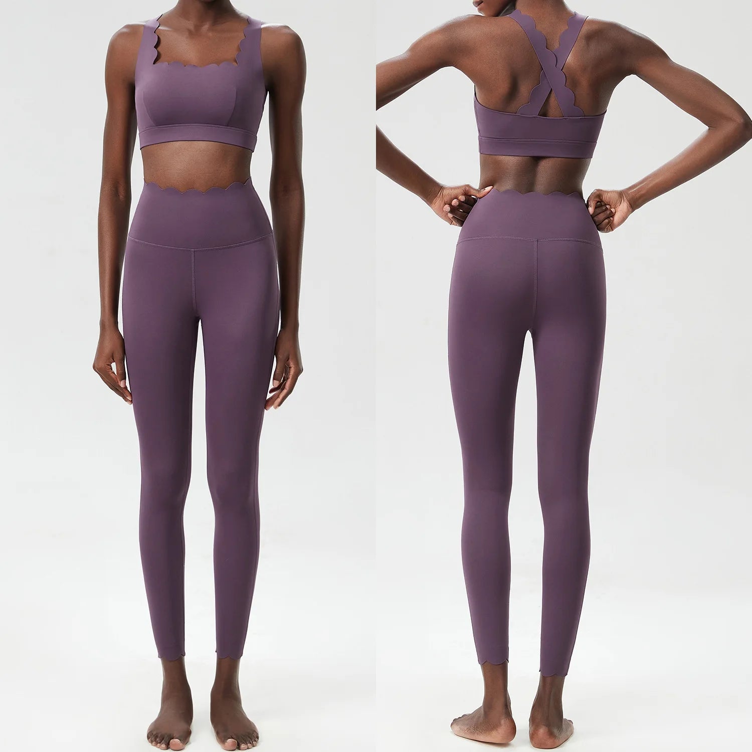 Damski komplet sportowy z falbanką – top i legginsy Super Stretch