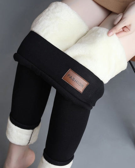 Damskie zimowe legginsy ocieplane z naszywką