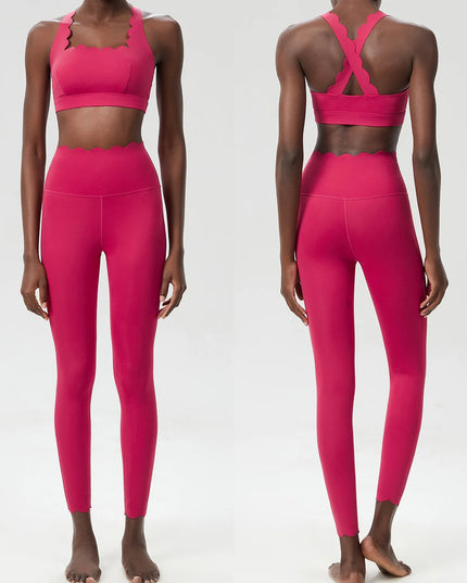 Damski komplet sportowy z falbanką – top i legginsy Super Stretch