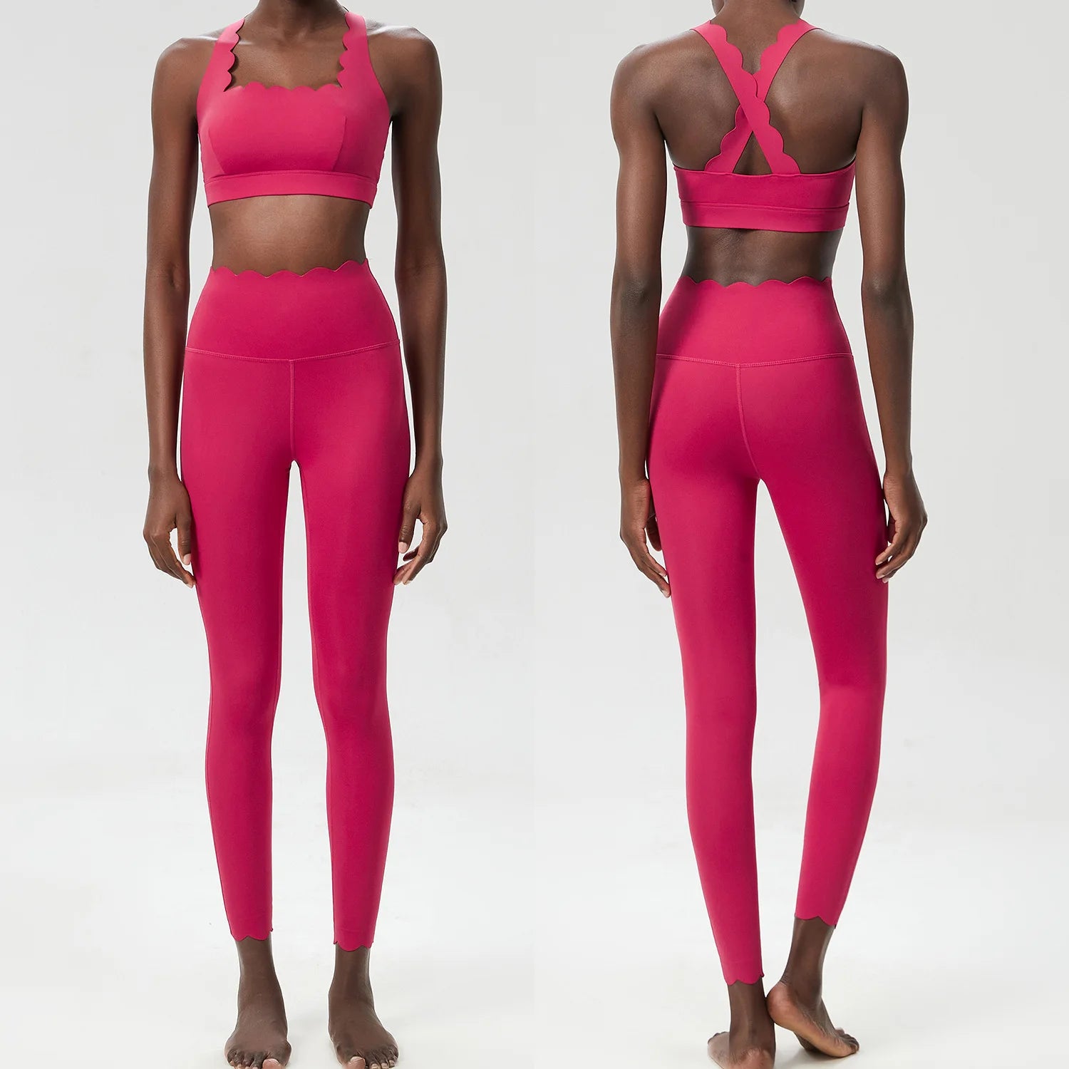 Damski komplet sportowy z falbanką – top i legginsy Super Stretch