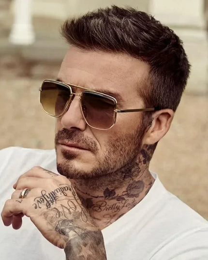 Męskie okulary przeciwsłoneczne ze złotą oprawą