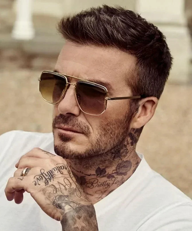 Męskie okulary przeciwsłoneczne ze złotą oprawą