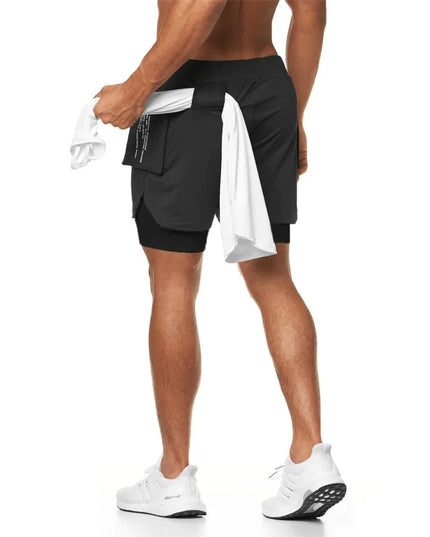 Sportowe spodenki męskie 2w1 z dużymi kieszeniami